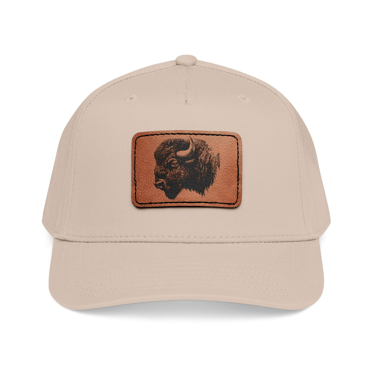 Bison Leather Patch Baseball Cap - Vintage Hat