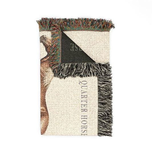 American Quarter Horse Woven Blanket, Rustic Western Horse Throw, Country Ranch Home Decor