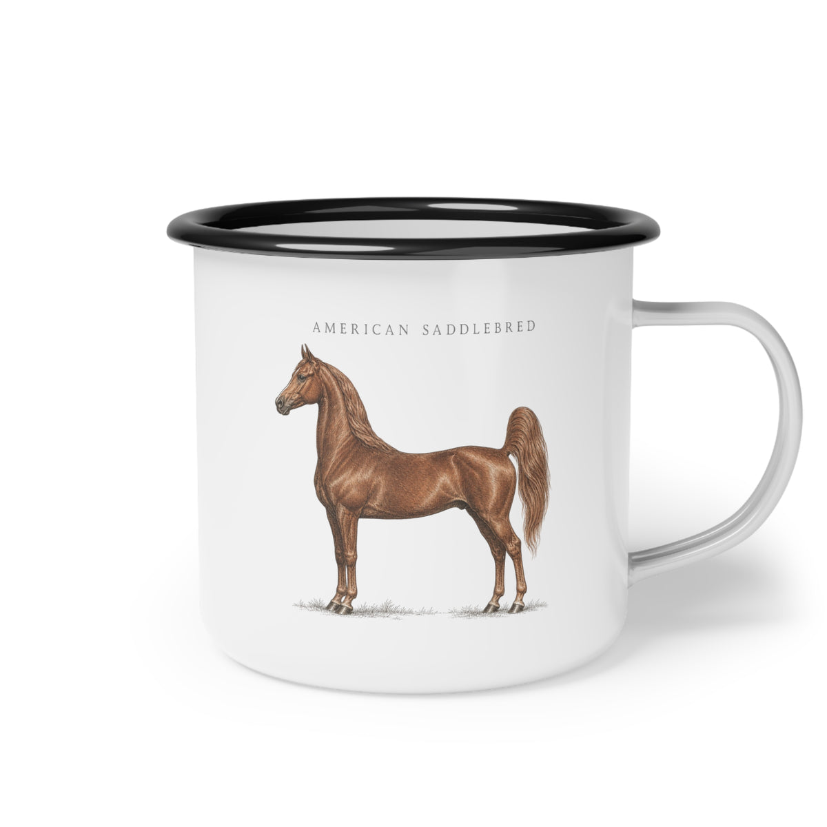 American Saddlebred Enamel Mug, Equestrian Horse Coffee Cup, Rustic Country Horse Gift