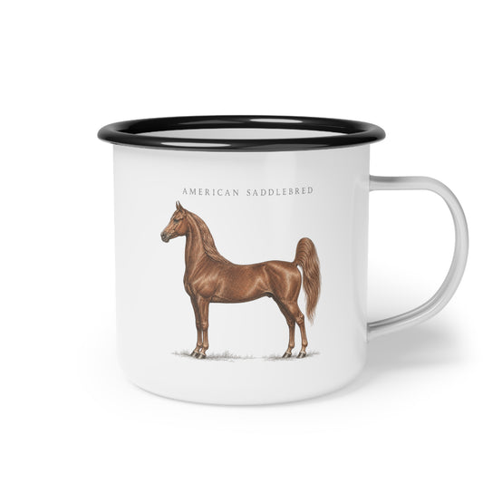 American Saddlebred Enamel Mug, Equestrian Horse Coffee Cup, Rustic Country Horse Gift