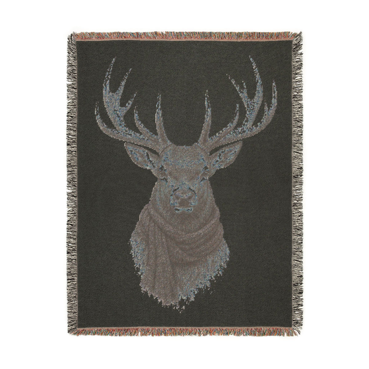 Deer Woven Blanket, Rustic Mountain Cabin Throw, Wildlife Buck Nature Home Decor