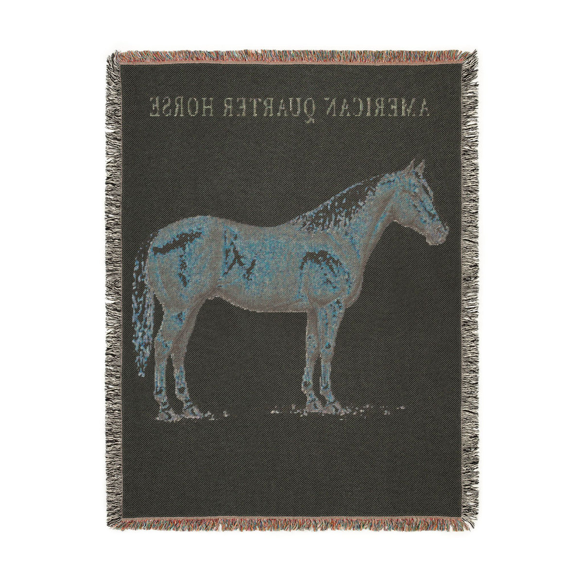 American Quarter Horse Woven Blanket, Rustic Western Horse Throw, Country Ranch Home Decor