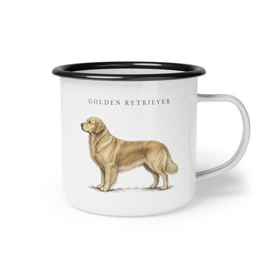 Golden Retriever Enamel Mug, Rustic Dog Coffee Cup, Country Dog Lover Gift