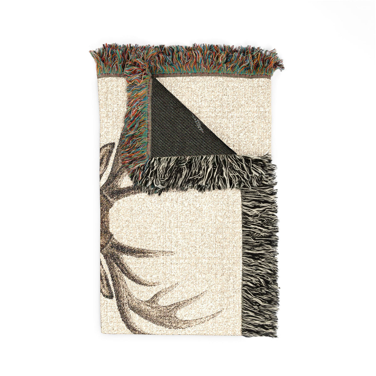 Deer Woven Blanket, Rustic Mountain Cabin Throw, Wildlife Buck Nature Home Decor