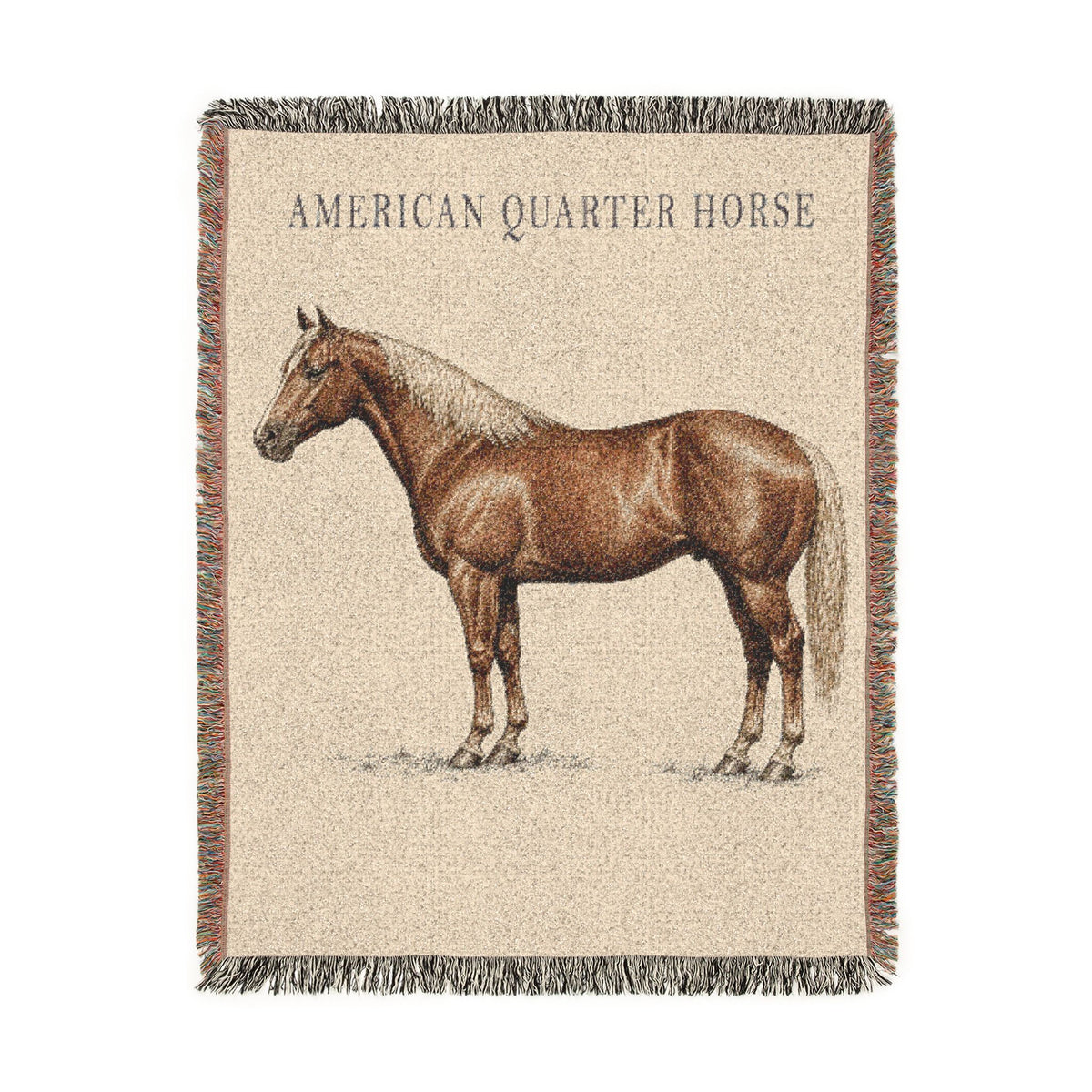 American Quarter Horse Woven Blanket, Rustic Western Horse Throw, Country Ranch Home Decor