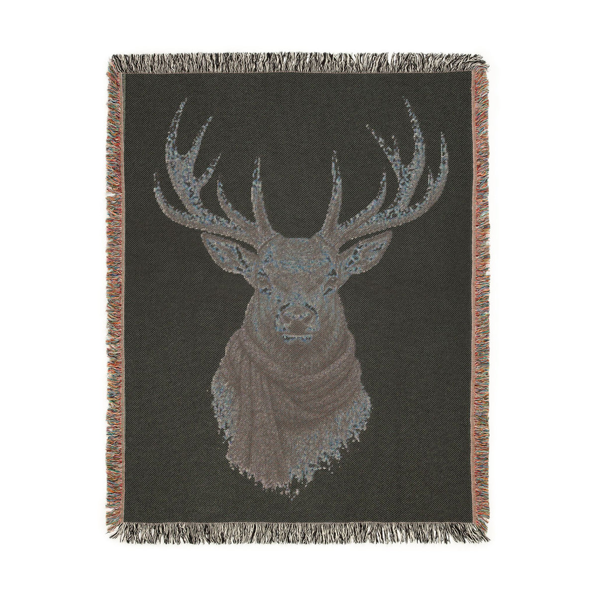 Deer Woven Blanket, Rustic Mountain Cabin Throw, Wildlife Buck Nature Home Decor