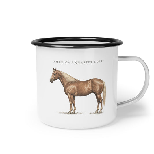 American Quarter Horse, Rancher Enamel Mug, Western Coffee Cup, Rustic Country Gift