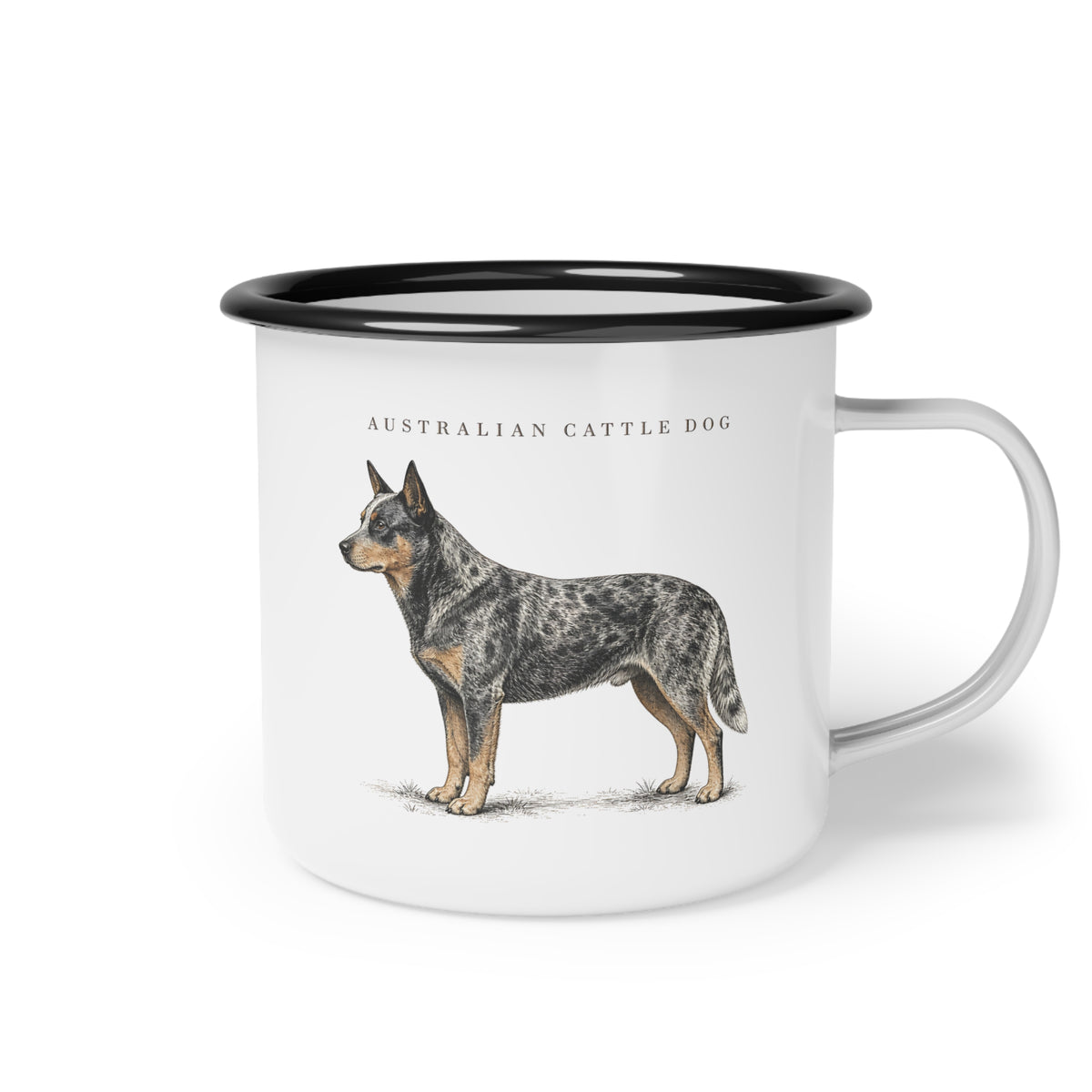 Australian Cattle Dog Enamel Mug, Blue Heeler Coffee Cup, Rustic Ranch Dog Gift