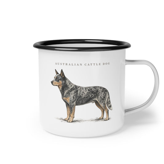 Australian Cattle Dog Enamel Mug, Blue Heeler Coffee Cup, Rustic Ranch Dog Gift
