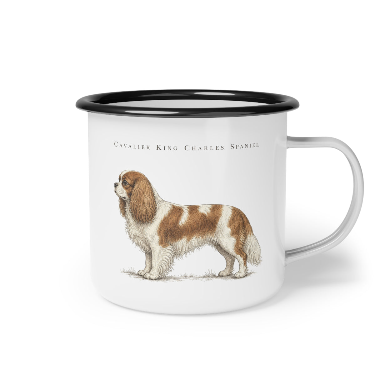 Cavalier King Charles Spaniel Enamel Mug, Rustic Dog Coffee Cup, Dog Breed