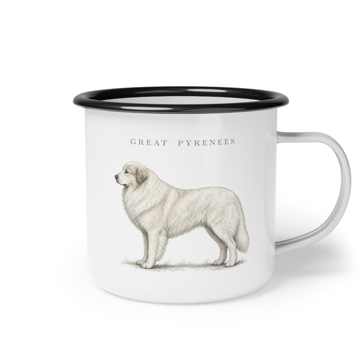 Great Pyrenees Enamel Mug, Pyrenees Coffee Cup, Dog Breed Design, Rustic Country Kitchen Decor
