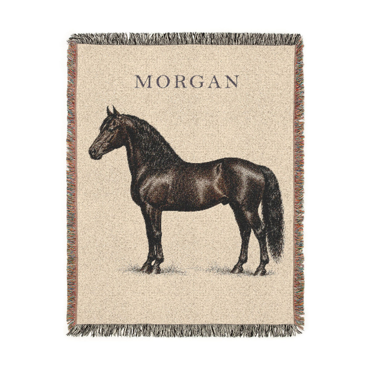 Morgan Horse Woven Blanket, Rustic Equestrian Throw, Country Horse Lover Home Decor