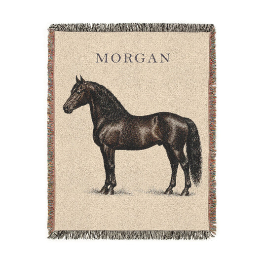 Morgan Horse Woven Blanket, Rustic Equestrian Throw, Country Horse Lover Home Decor