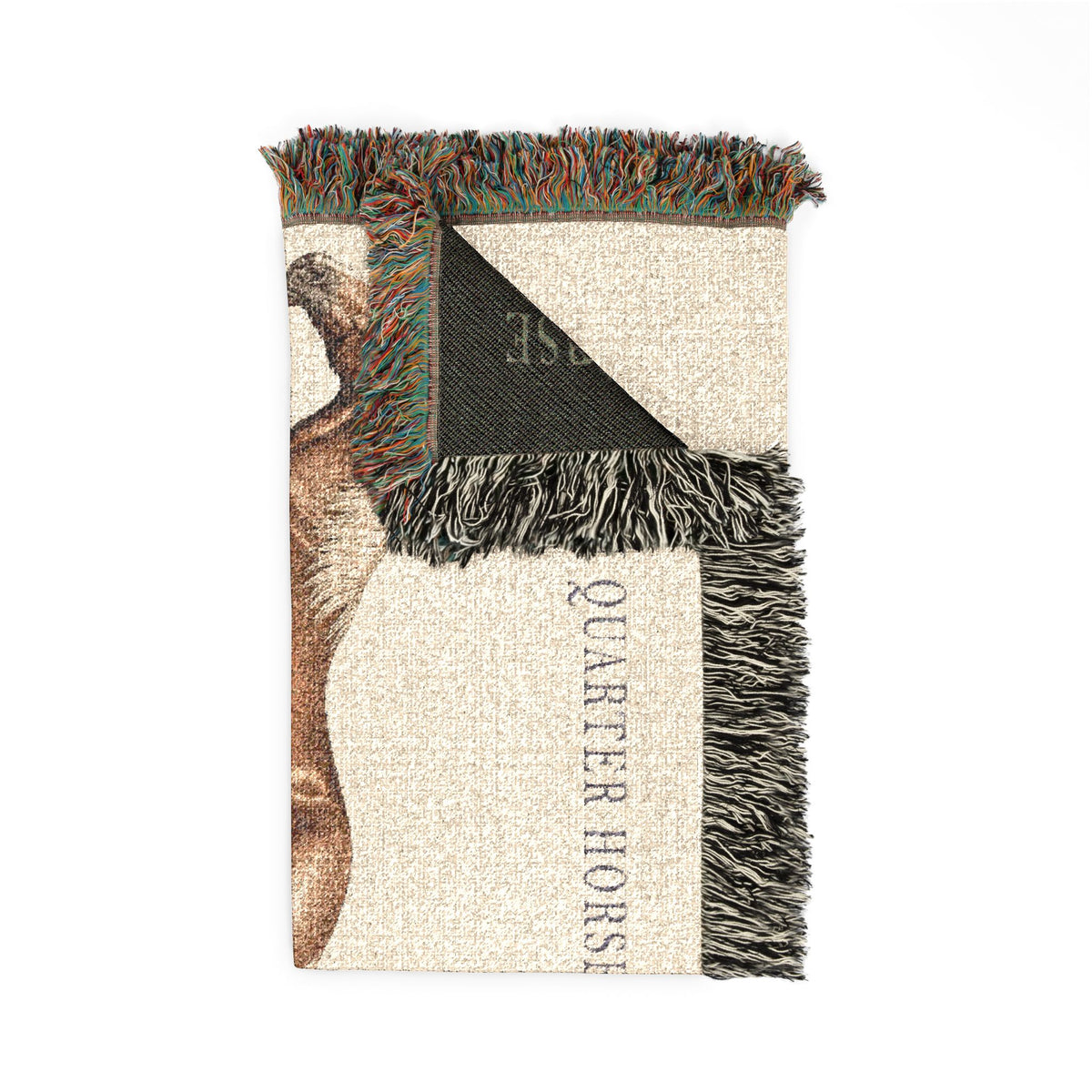 American Quarter Horse Woven Blanket, Rustic Western Horse Throw, Country Ranch Home Decor