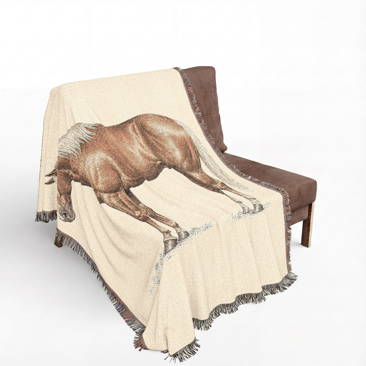 American Quarter Horse Woven Blanket, Rustic Western Horse Throw, Country Ranch Home Decor