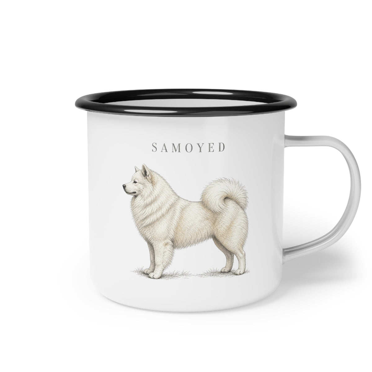 Samoyed Enamel Mug, Rustic Dog Coffee Cup, Northern Dog Breed