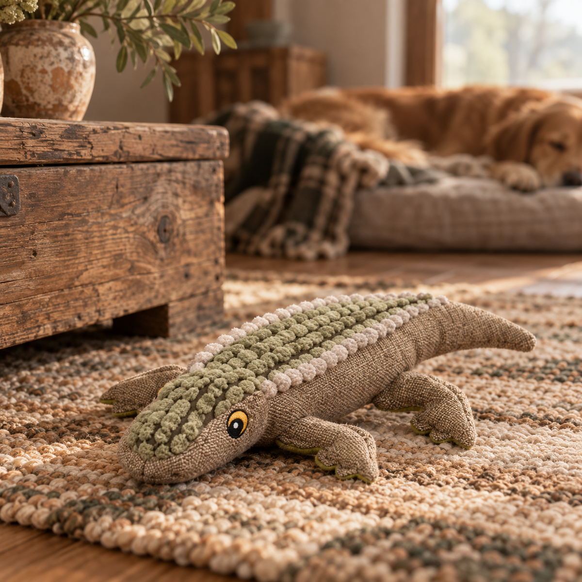 Crocodile Dog Toy with Sound, Soft Textured Plush Toy for Dogs