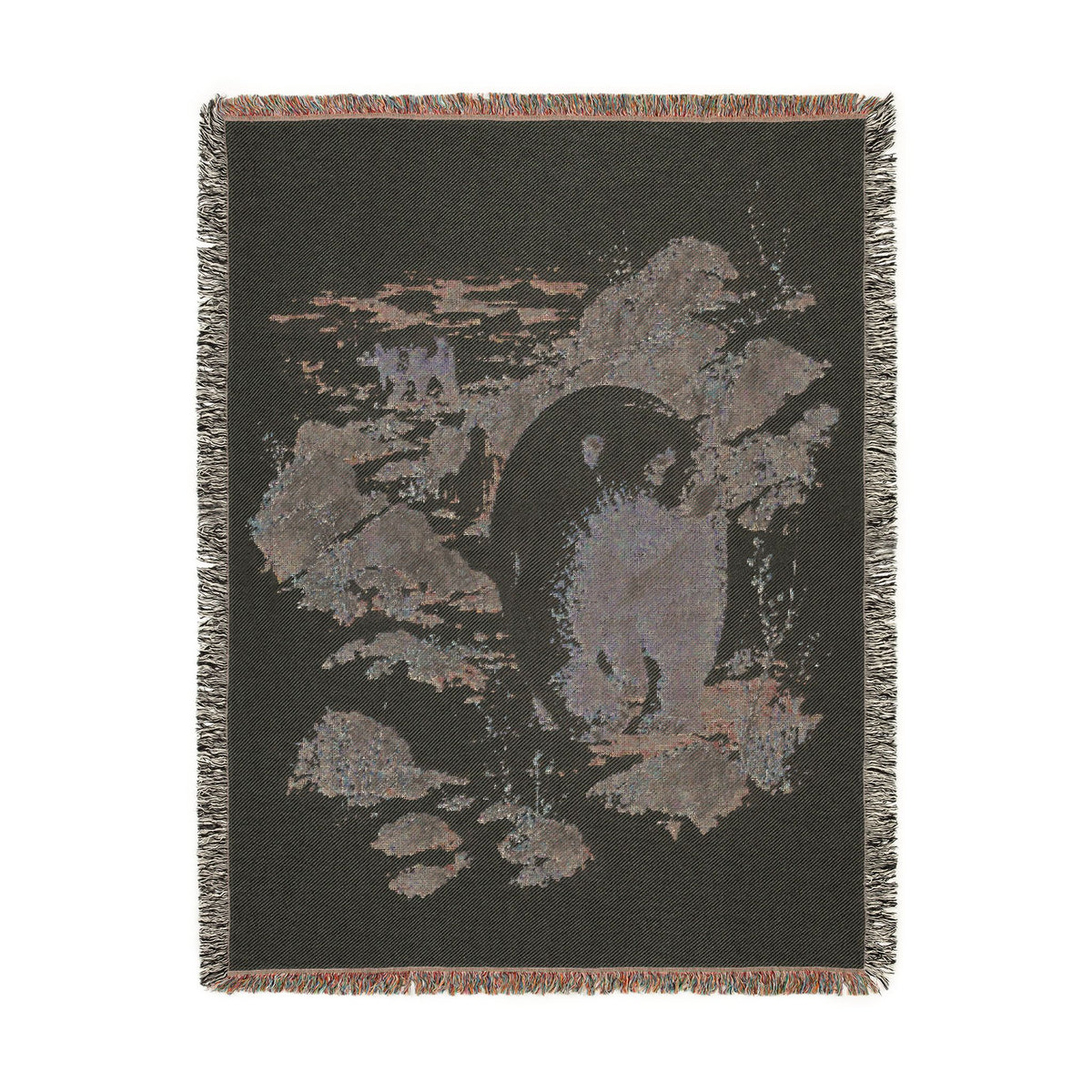 Polar Bear Woven Blanket, Northern Wildlife Throw, Rustic Arctic Winter Cabin Nature Decor