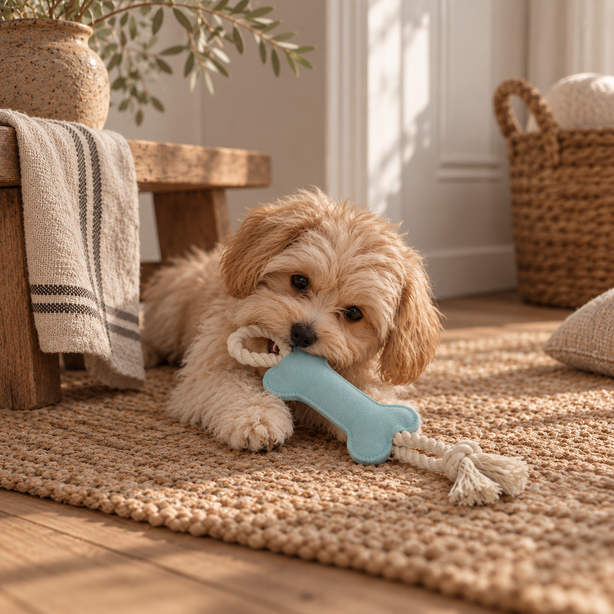 Bone Shaped Rope Dog Toy for Small Dogs, Soft Pet Toy