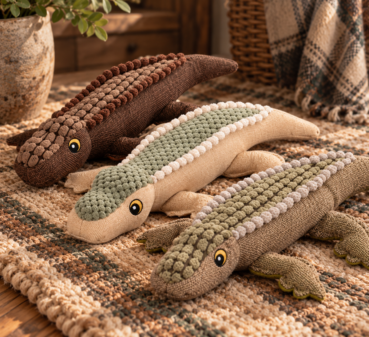 Crocodile Dog Toy with Sound, Soft Textured Plush Toy for Dogs