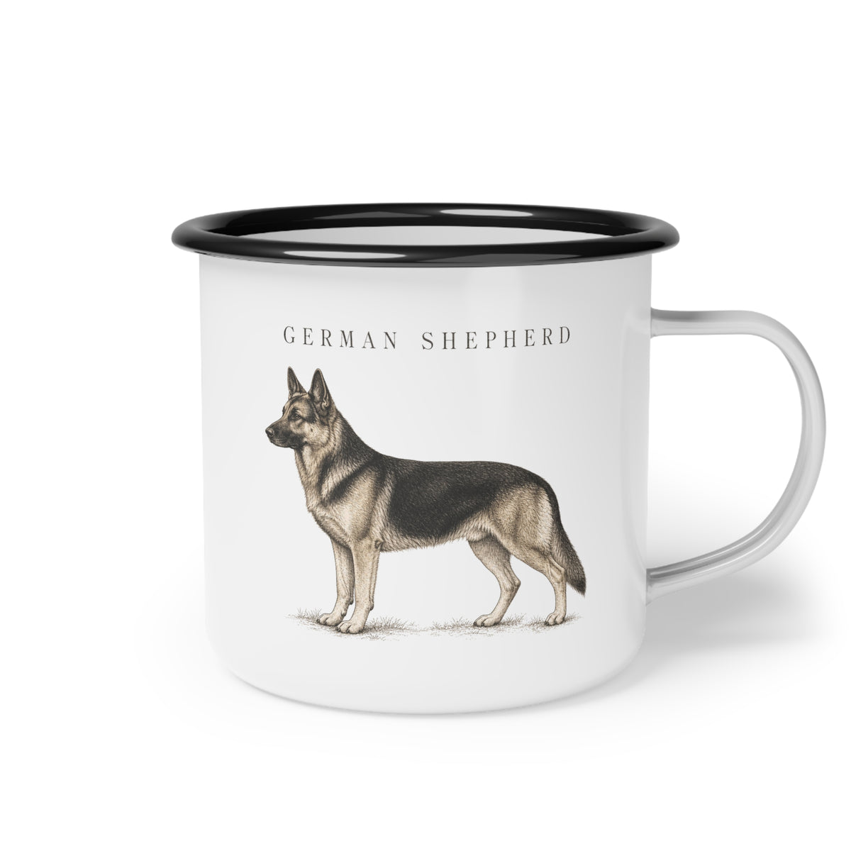 German Shepherd Enamel Mug, Rustic Dog Coffee Cup, Country Dog Lover Gift