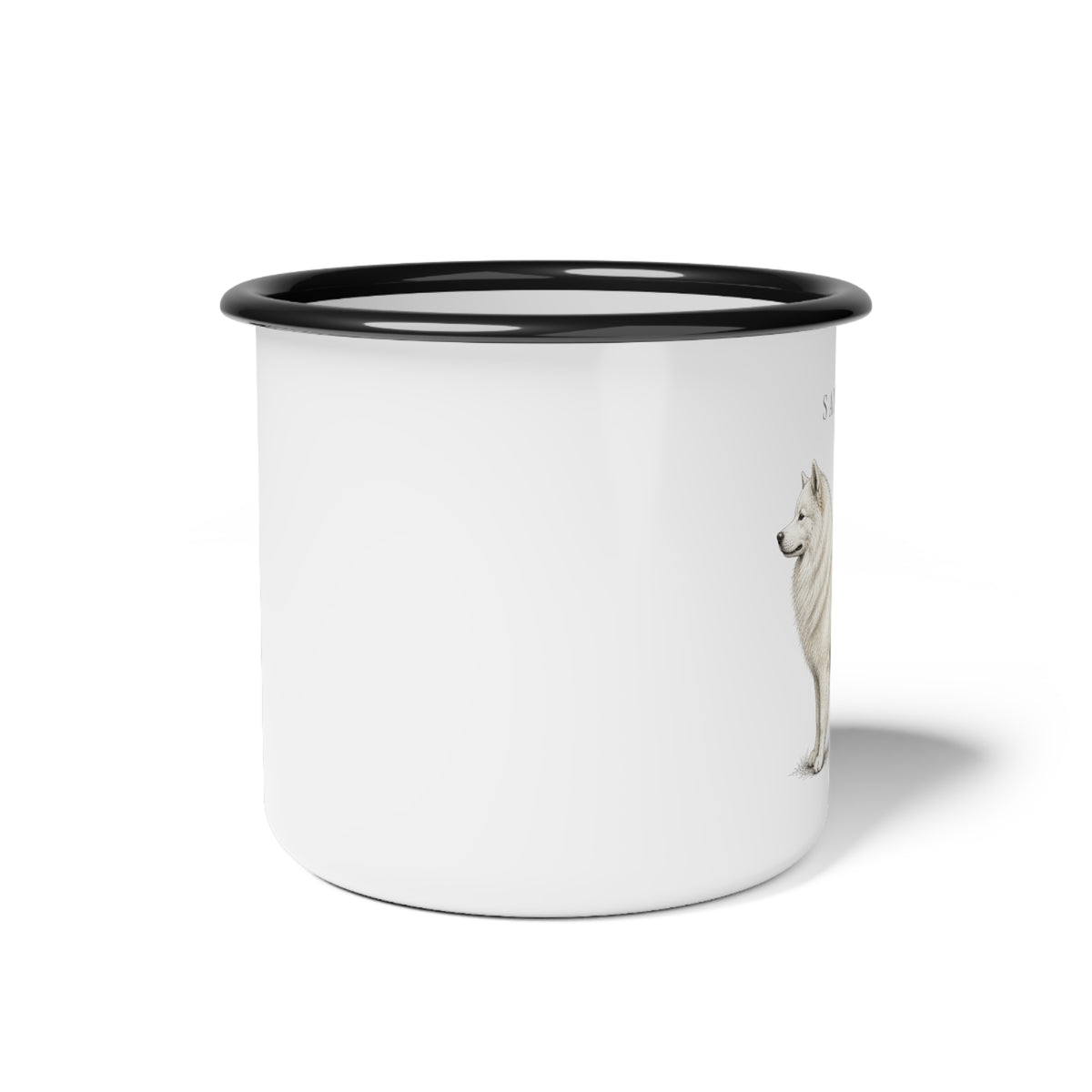 Samoyed Enamel Mug, Rustic Dog Coffee Cup, Northern Dog Breed
