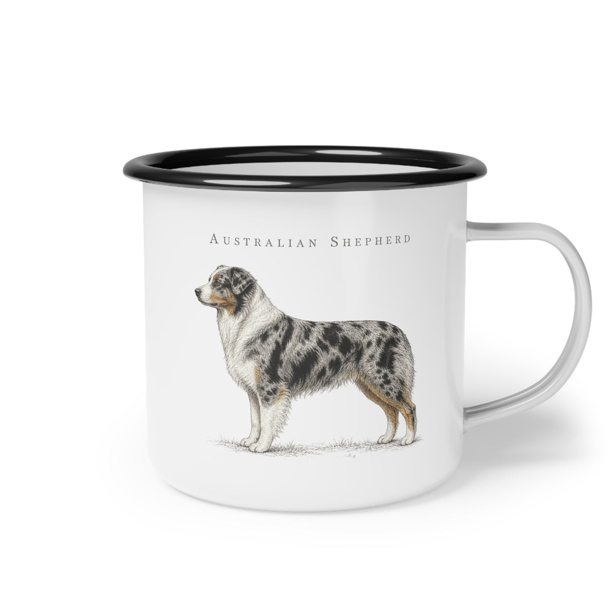 Australian Shepherd Enamel Mug, Rustic Aussie Dog Coffee Cup, Country Dog Lover Gift