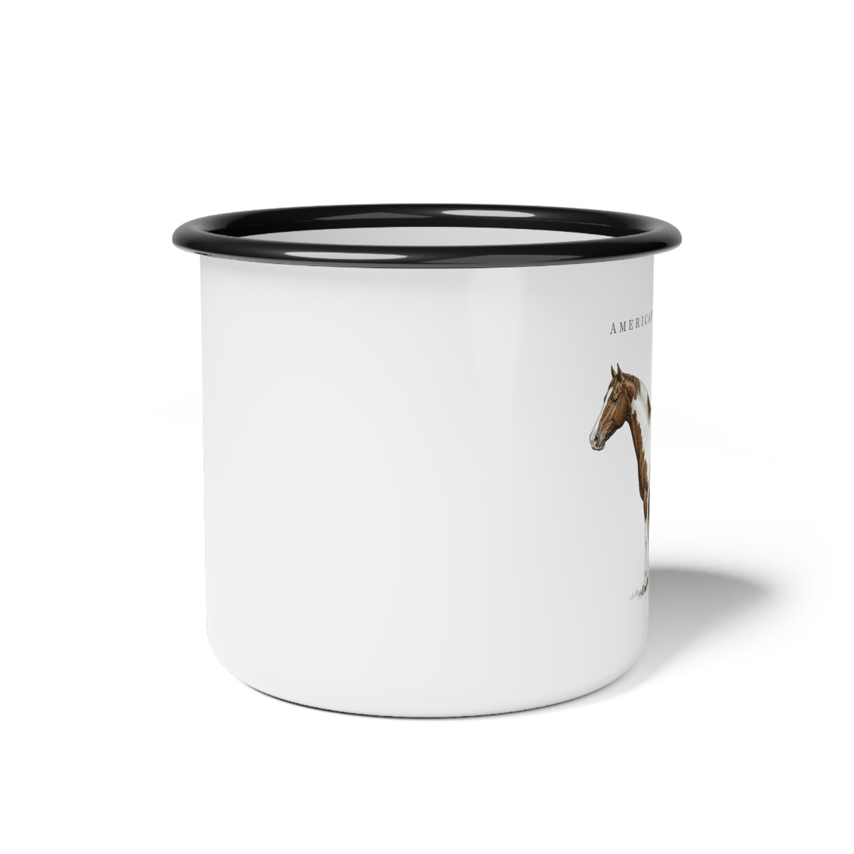 American Paint Horse Enamel Mug, Western Coffee Cup, Rustic Country Equestrian Gift