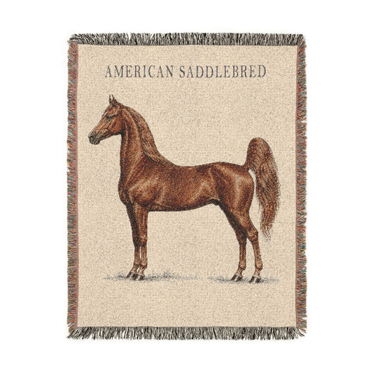 American Saddlebred Woven Blanket, Vintage Equestrian Horse Throw, Rustic Heritage Home Decor