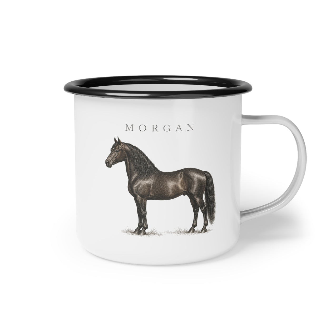 Morgan Horse Enamel Mug, Rustic Equestrian Coffee Cup, Country Horse Lover Gift