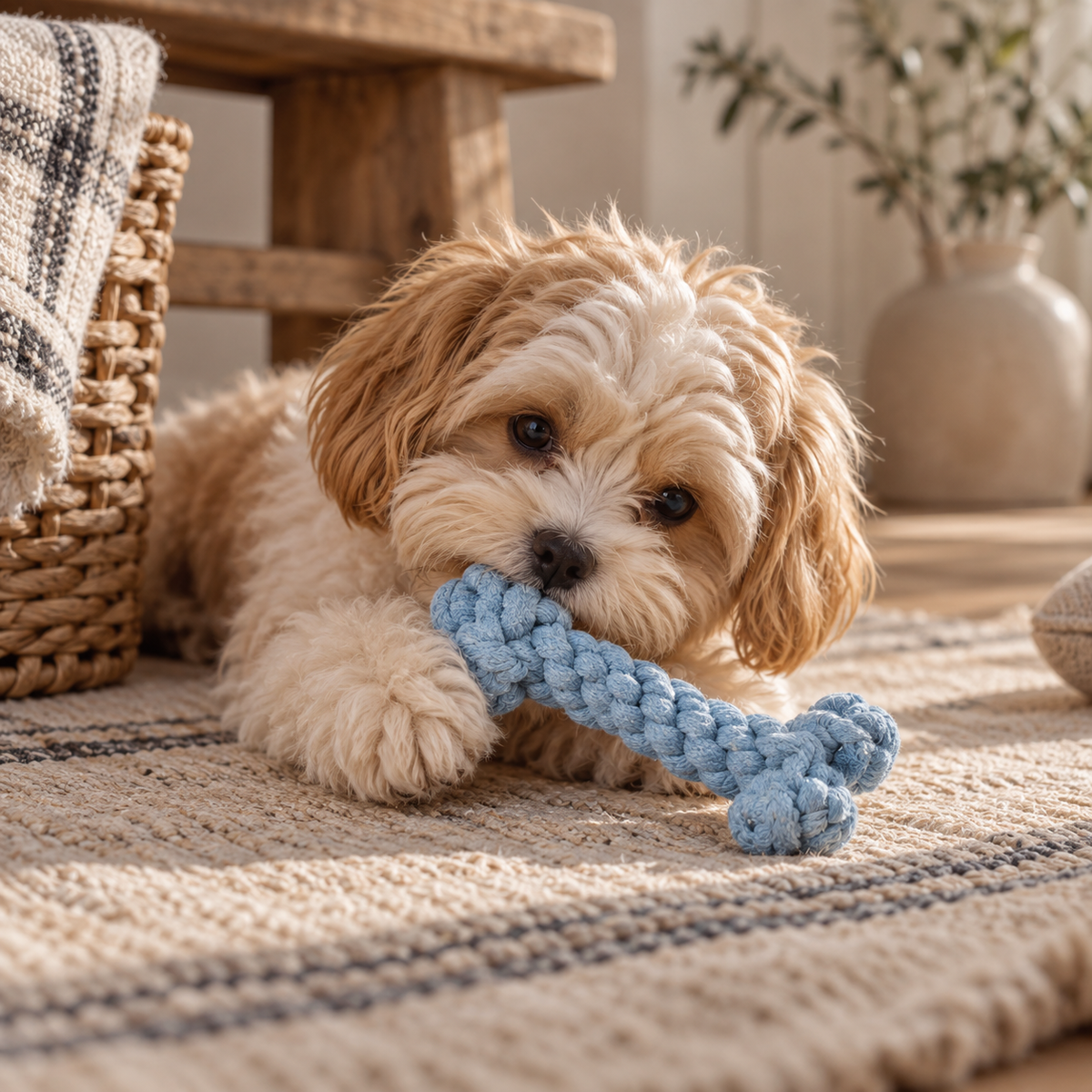 Cotton Rope Bone Dog Toy, Knotted Chew & Tug Toy for Dogs